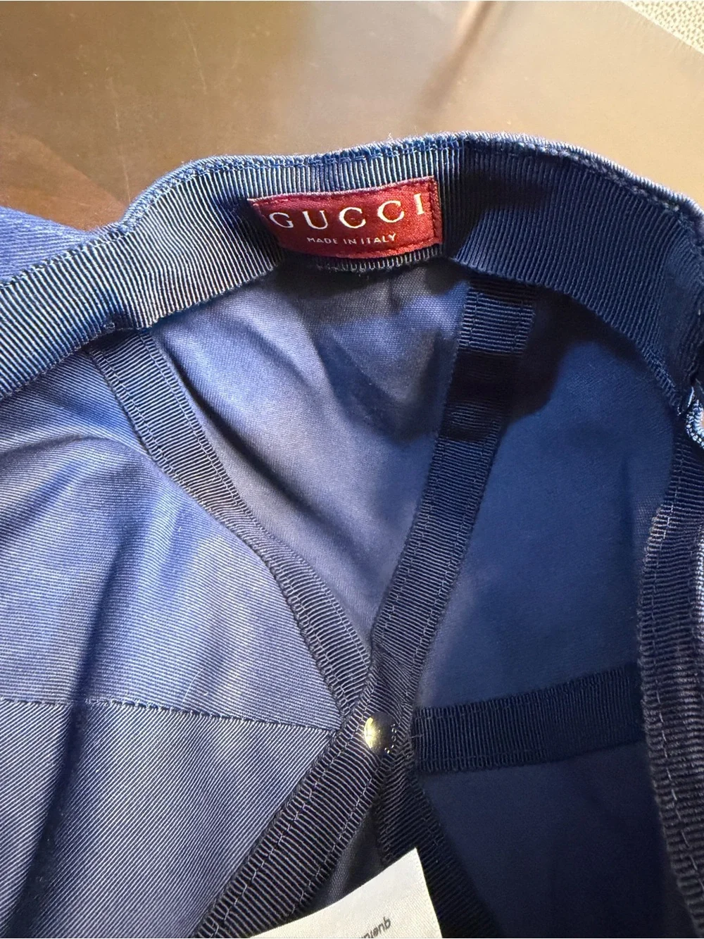 New Authentic Gucci Logo Baseball Hat Navy Size L